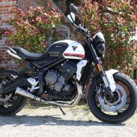Egzoz ile uyumlu Triumph Trident 660 2021-2024, M3 Inox , Yalnızca gürültü için onaylanan sistem, AB dışındaki pazarlar için geçerlidir Tam hat, susturucu artı toplayıcı 