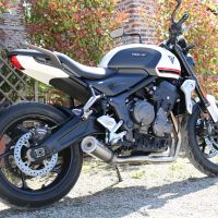 Egzoz ile uyumlu Triumph Trident 660 2021-2024, M3 Inox , Yalnızca gürültü için onaylanan sistem, AB dışındaki pazarlar için geçerlidir Tam hat, susturucu artı toplayıcı 