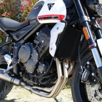 Egzoz ile uyumlu Triumph Trident 660 2021-2024, M3 Inox , Yalnızca gürültü için onaylanan sistem, AB dışındaki pazarlar için geçerlidir Tam hat, susturucu artı toplayıcı 