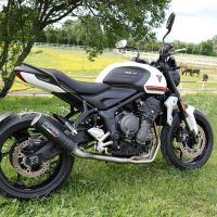Egzoz ile uyumlu Triumph Trident 660 2021-2024, M3 Black Titanium, Yalnızca gürültü için onaylanan sistem, AB dışındaki pazarlar için geçerlidir Tam hat, susturucu artı toplayıcı 