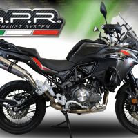 Egzoz GPR ile uyumlu  Benelli Trk 502 X 2017-2020, New Grand Prix Evo Titanium, Egzoz yasal, onaylı, çıkarılabilir db killer ve bağlantı borulu susturucu 