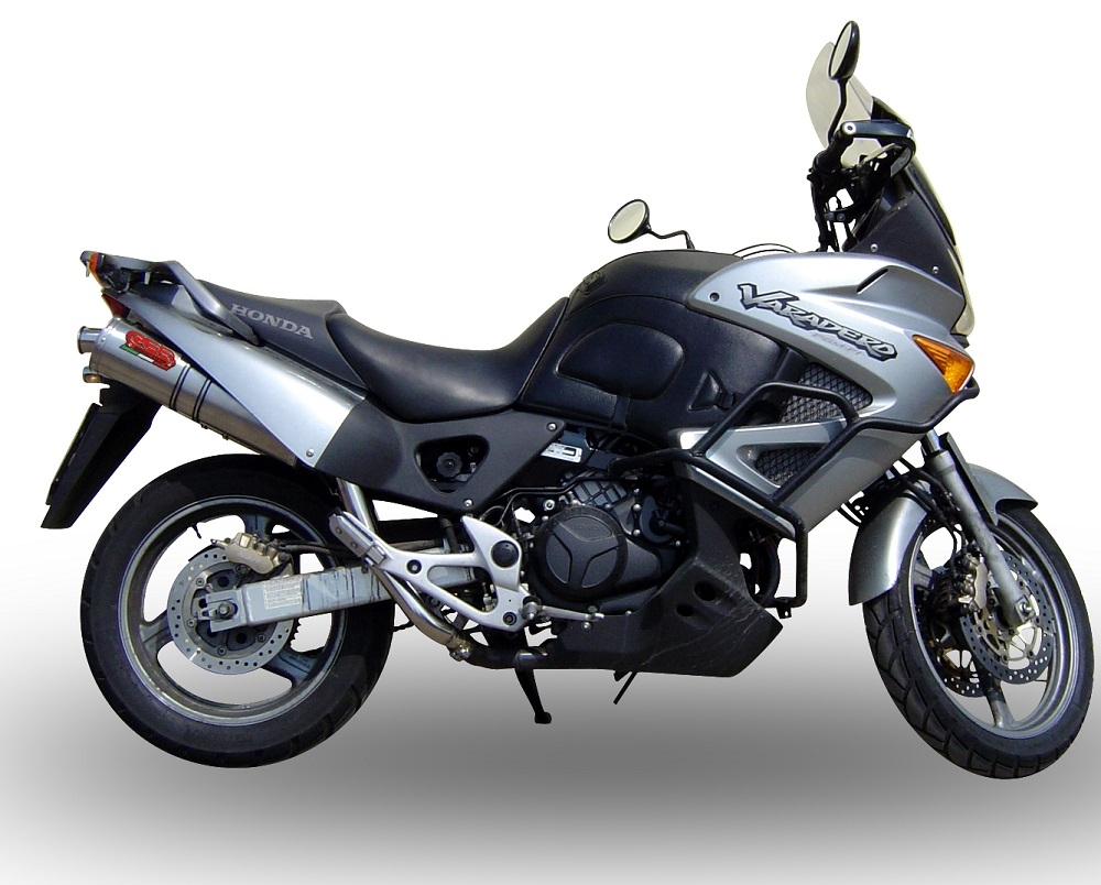 Exhaust compatible with Honda Varadero 1000 1999-2011, Trioval, Dual Homologated legal slip-on exhaust including removable db killers and link pipes 