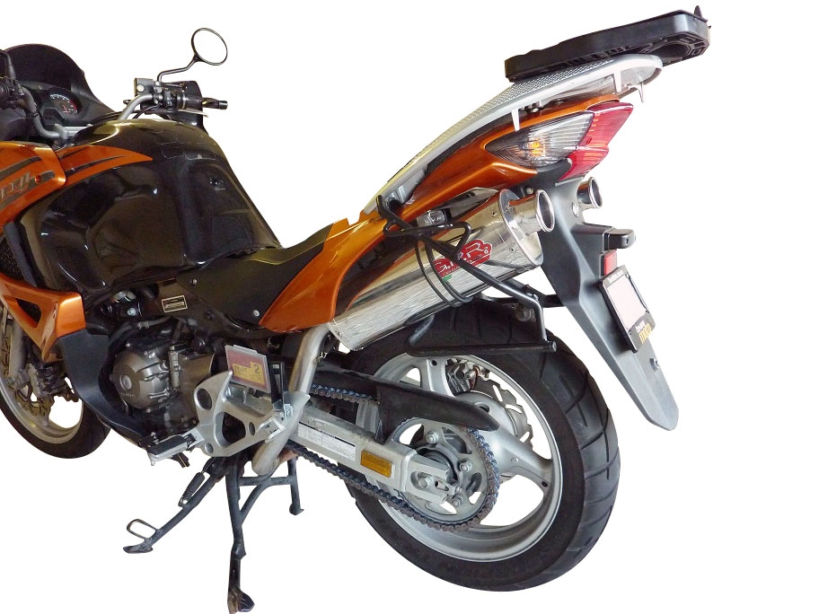 Exhaust compatible with Honda Varadero 1000 1999-2011, Trioval, Dual Homologated legal slip-on exhaust including removable db killers and link pipes 