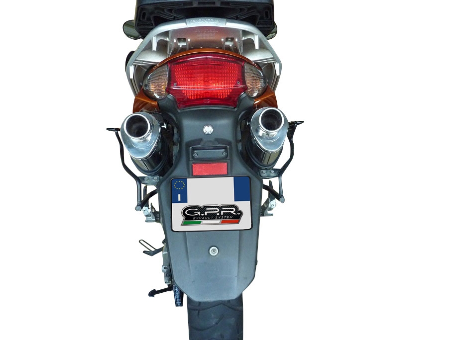 Exhaust compatible with Honda Varadero 1000 1999-2011, Trioval, Dual Homologated legal slip-on exhaust including removable db killers and link pipes 