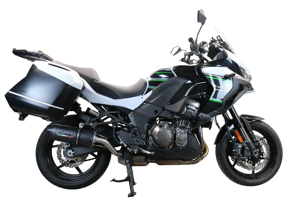 Exhaust compatible with Kawasaki Versys 1000 I.E. 2021-2024, Furore Evo4 Nero, Homologated legal slip-on exhaust including removable db killer and link pipe 