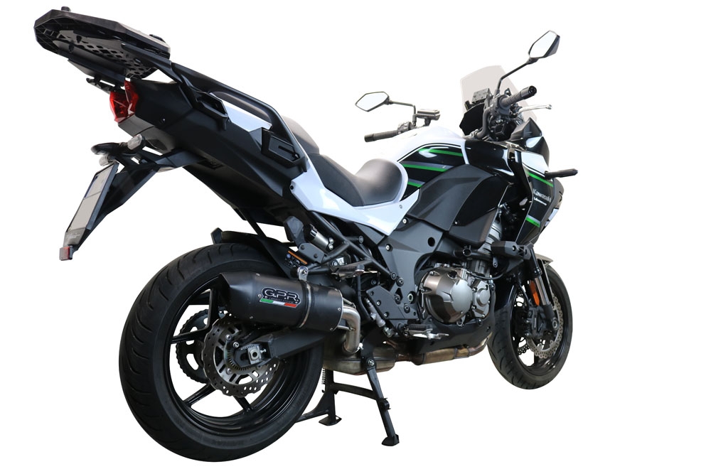 Exhaust compatible with Kawasaki Versys 1000 I.E. 2021-2024, Furore Evo4 Nero, Homologated legal slip-on exhaust including removable db killer and link pipe 