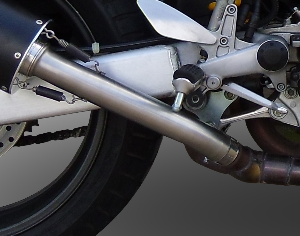 Exhaust compatible with Honda Vtr 1000 F Firestorm 1997-2007, Trioval, Dual Homologated legal slip-on exhaust including removable db killers and link pipes 