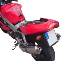 Exhaust compatible with Honda Vtr 1000 F Firestorm 1997-2007, Trioval, Dual Homologated legal slip-on exhaust including removable db killers and link pipes 