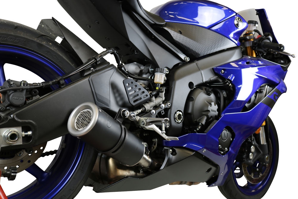 Egzoz ile uyumlu Yamaha Yzf R6 2017-2025, M3 Black Titanium, Egzoz yasal, onaylı, çıkarılabilir db killer ve bağlantı borulu susturucu 