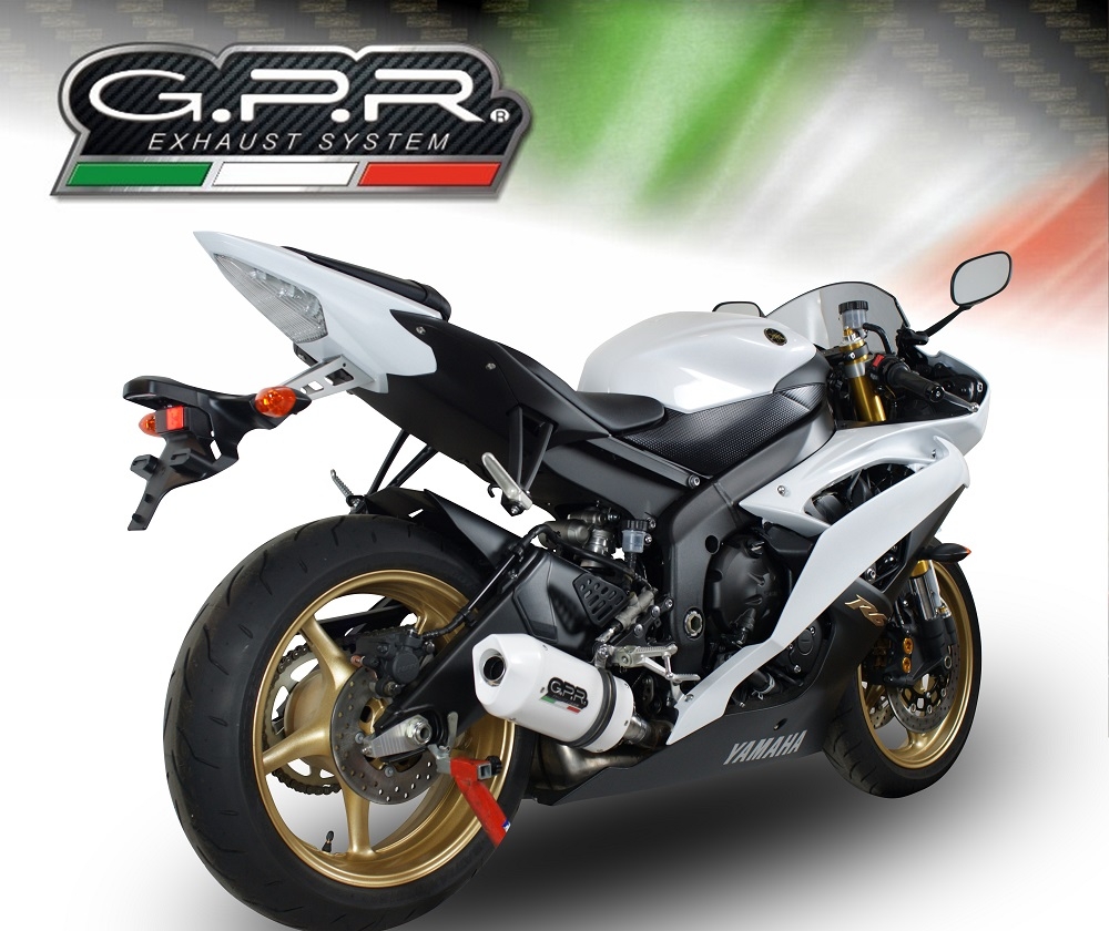 Exhaust compatible with Yamaha Yzf R6 2006-2020, Albus Ceramic, Homologated legal slip-on exhaust including removable db killer and link pipe 