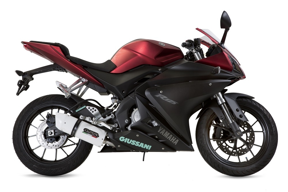 Egzoz ile uyumlu Yamaha Yzf-R 125 2014-2016, Albus Ceramic, Onaylanmış ve yasal, çıkarılabilir db öldürücü dahil tam sistem egzozu 