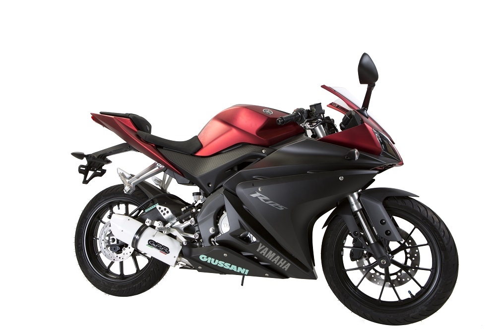 Egzoz ile uyumlu Yamaha Yzf-R 125 2014-2016, Albus Ceramic, Onaylanmış ve yasal, çıkarılabilir db öldürücü dahil tam sistem egzozu 