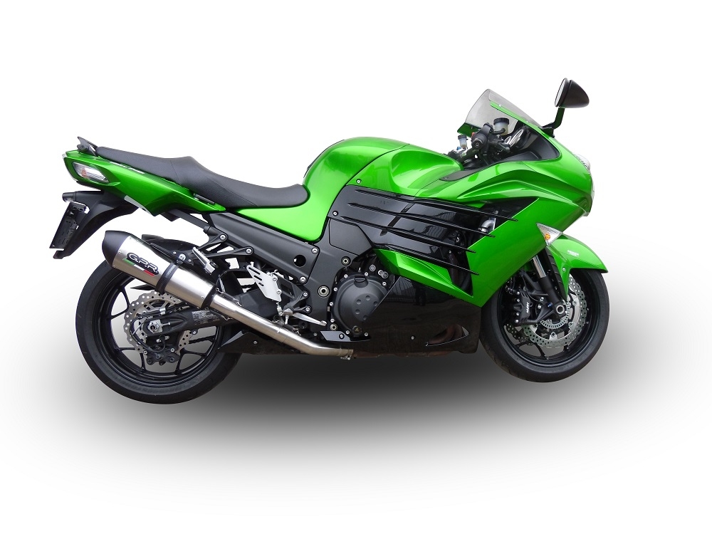GPR exhaust compatible with  Kawasaki Zzr 1400 2012-2016, New Grand Prix Evo Titanium, Dual Homologated legal slip-on exhaust including removable db killers and link pipes 