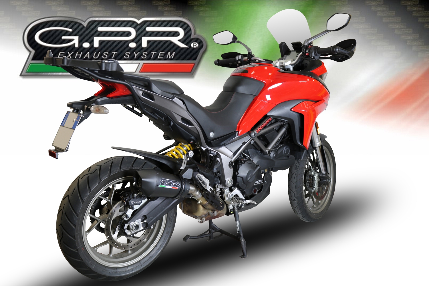 GPR exhaust compatible with  Ducati Multistrada 950 2017-2020, New Grand Prix Evo Black Titanium, Homologated legal slip-on exhaust including removable db killer and link pipe 