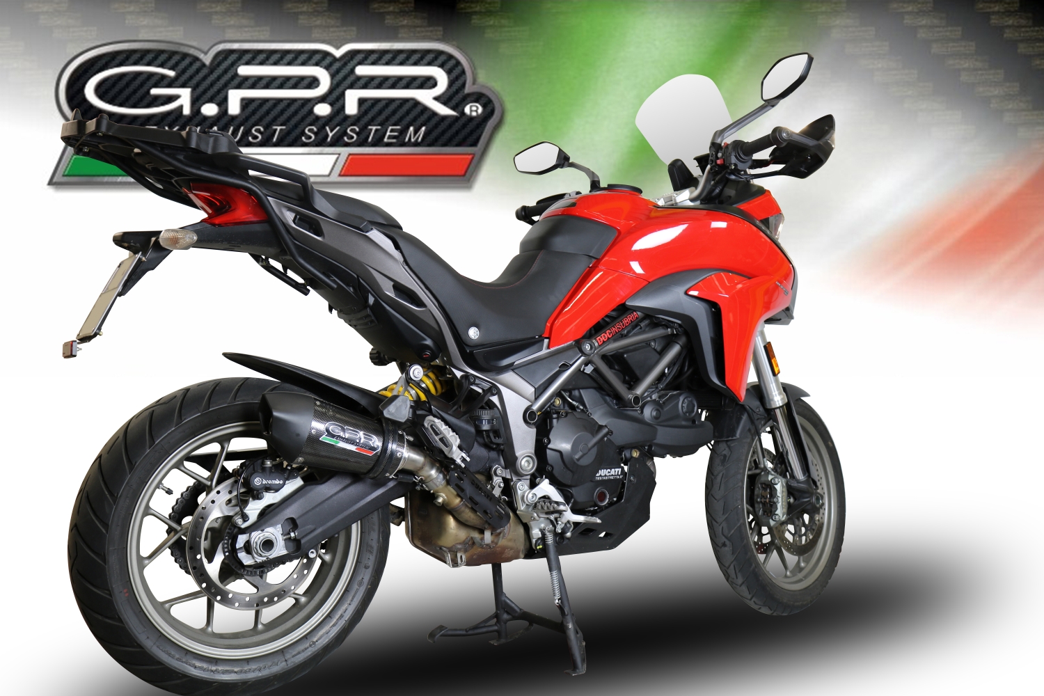 GPR exhaust compatible with  Ducati Multistrada 950 2017-2020, New Grand Prix Evo Poppy, Homologated legal slip-on exhaust including removable db killer and link pipe 