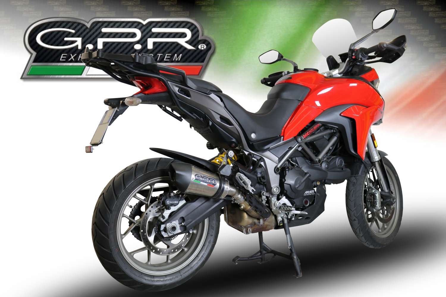 GPR exhaust compatible with  Ducati Multistrada 950 V2 S 2021-2024, New Grand Prix Evo Titanium, Homologated legal slip-on exhaust including removable db killer and link pipe 