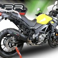 Egzoz ile uyumlu Suzuki V-Strom 650 2021-2025, Furore Evo4 Nero, Çıkarılabilir db öldürücü ve bağlantı borusu dahil AB dışı pazarlar için yasal olan orta tam sistem egzozu 