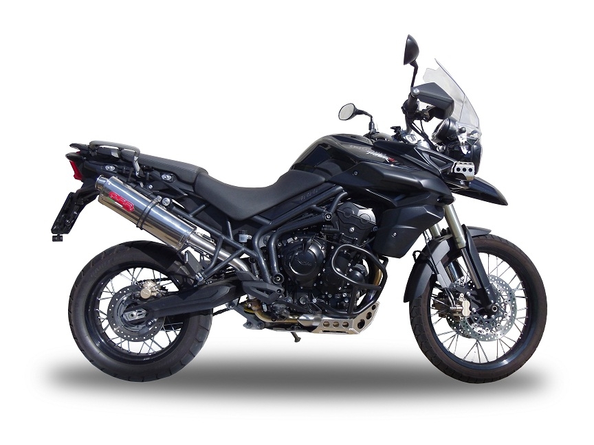 Exhaust compatible with Triumph Tiger 800 - Xr - Xc - Xrx - Xcx - Xrt - Xca 2017-2021, Trioval, Homologated legal slip-on exhaust including removable db killer and link pipe 