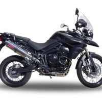Exhaust compatible with Triumph Tiger 800 - Xr - Xc - Xrx - Xcx - Xrt - Xca 2017-2021, Trioval, Homologated legal slip-on exhaust including removable db killer and link pipe 