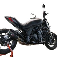 Egzoz ile uyumlu Benelli 502 C 2021-2024, M3 Black Titanium, Egzoz yasal, onaylı, çıkarılabilir db killer ve bağlantı borulu susturucu 