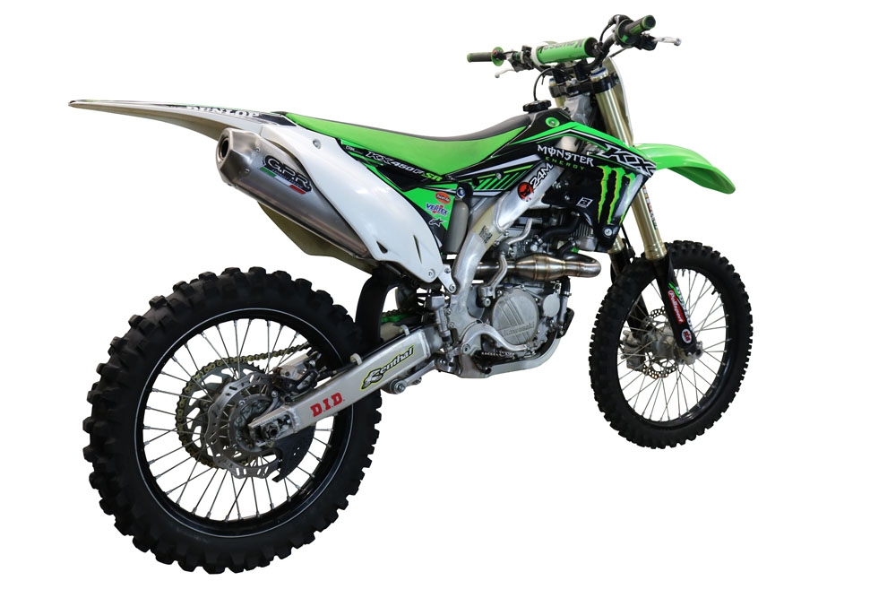 Exhaust compatible with Kawasaki Kx 450 F 2012-2015, Pentacross Inox, Racing full system exhaust, including removable db killer/spark arrestor 