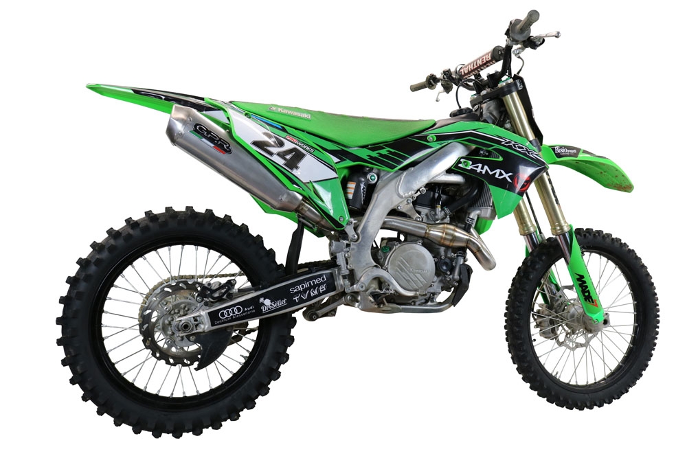 Exhaust compatible with Kawasaki Kx 450 X 2019-2020, Pentacross Inox, Racing full system exhaust, including removable db killer/spark arrestor 