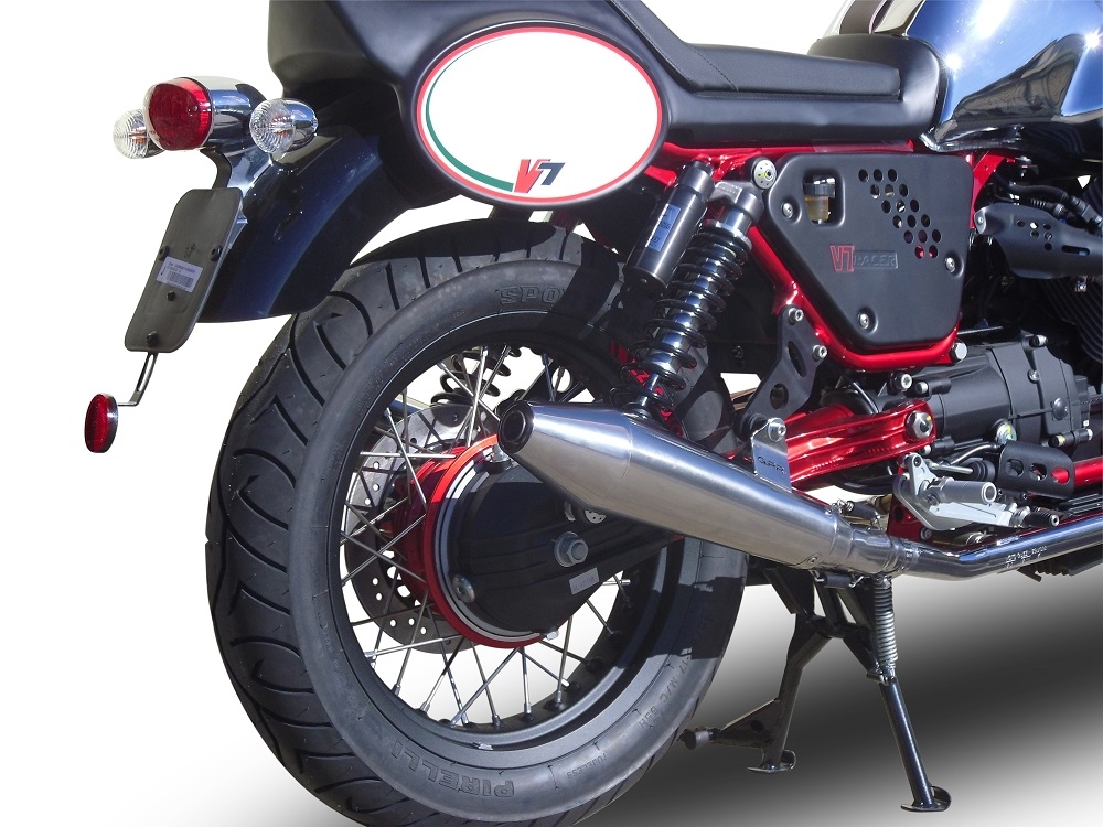Egzoz ile uyumlu Moto Guzzi V7 (I - II) Racer 2010-2016, Vintacone , Homologe sistem Double Susturucu ve özel bağlantı borusu 
