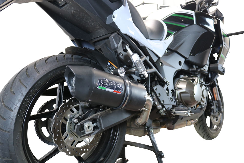 Exhaust compatible with Kawasaki Versys 1000 I.E. 2021-2024, Furore Evo4 Nero, Homologated legal slip-on exhaust including removable db killer and link pipe 