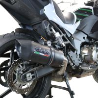 Exhaust compatible with Kawasaki Versys 1000 I.E. 2021-2024, Furore Evo4 Nero, Homologated legal slip-on exhaust including removable db killer and link pipe 