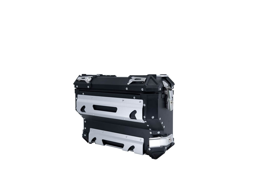 GPR TECH compatible with  Bmw F 850 Gs Adventure 2021/2023 e5 GPR TECH Pair of side cases aluminum made with contoured right side, black color with specific pannier holder Capacity 38 LT. + 32 LT.