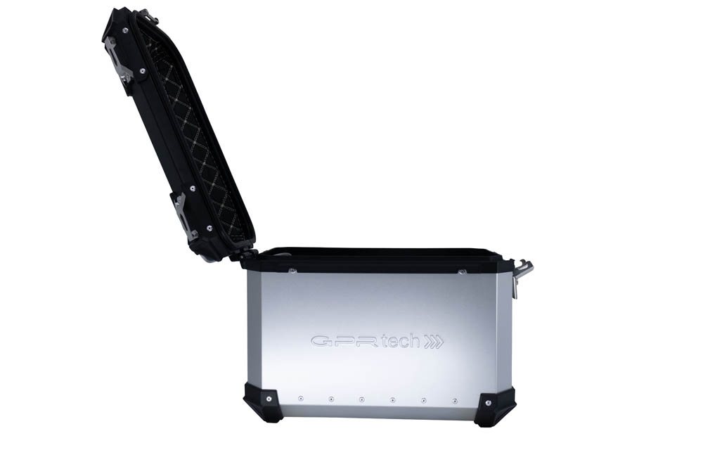 GPR TECH compatible with  Benelli Trk 502 X 2021/2024 e5 GPR TECH Pair of side cases aluminum made, silver color with specific pannier holder Capacity 38 LT. + 38 LT.