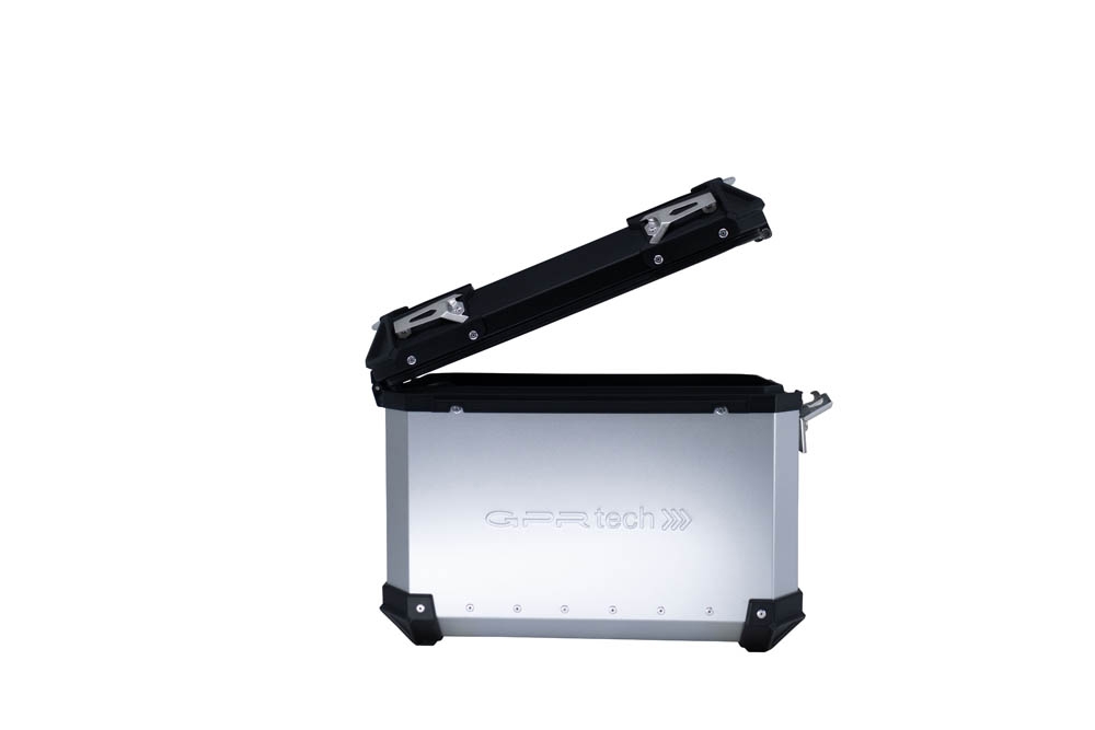 GPR TECH compatible with  Benelli Trk 502 X 2021/2024 e5 GPR TECH Pair of side cases aluminum made, silver color with specific pannier holder Capacity 38 LT. + 38 LT.
