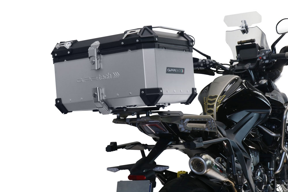 Topkoffer GPR TECH compatibel met  Zontes 350 T1 ADV 2022/2024 e5 Alüminyum üst çanta, özel plaka dahil gümüş rengi Kapasite Litre 45