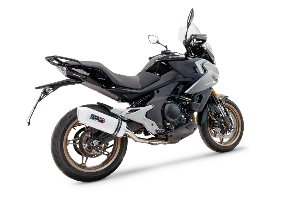 Egzoz ile uyumlu Cf Moto 700 Mt 2023-2024, Albus Ceramic, Onaylı egzoz, bağlantı borusu ve çıkarılabilir db öldürücü dahil Avrupa DIŞI pazarlar için yasal 