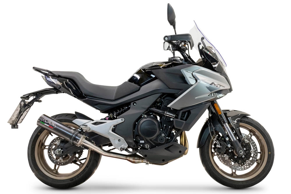 Exhaust compatible with Cf Moto 700 Mt 2023-2024, M3 Poppy , Slip-on exhaust legal for UK and non-EU markets including link pipe and removable db killer 