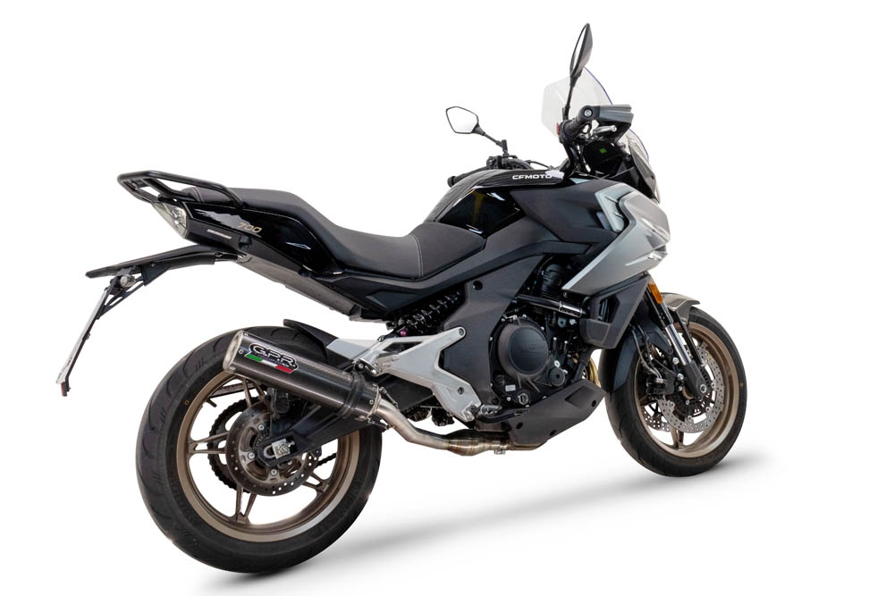 Exhaust compatible with Cf Moto 700 Mt 2023-2024, M3 Poppy , Slip-on exhaust legal for UK and non-EU markets including link pipe and removable db killer 