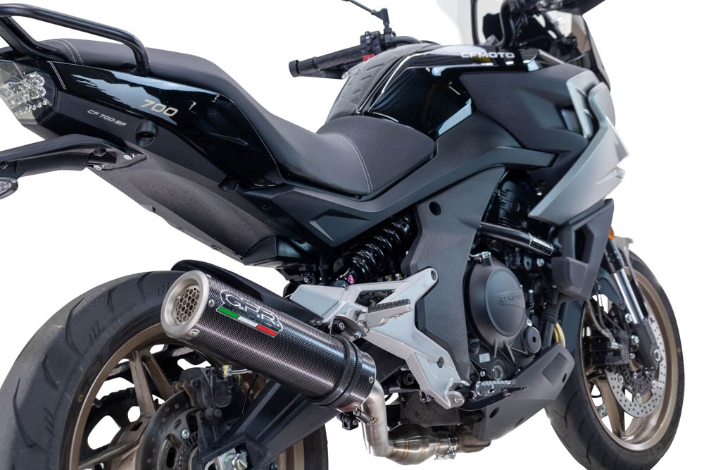 Exhaust compatible with Cf Moto 700 Mt 2023-2024, M3 Poppy , Slip-on exhaust legal for UK and non-EU markets including link pipe and removable db killer 