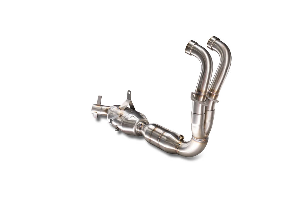 Egzoz ile uyumlu Aprilia RS 457 2024-2025, Ghost Inox, Yalnızca gürültü için onaylanan sistem, AB dışındaki pazarlar için geçerlidir Tam hat, susturucu artı toplayıcı 