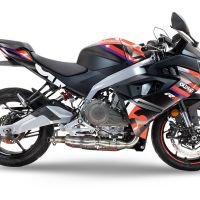 Egzoz ile uyumlu Aprilia RS 457 2024-2025, Ghost Inox, Yalnızca gürültü için onaylanan sistem, AB dışındaki pazarlar için geçerlidir Tam hat, susturucu artı toplayıcı 
