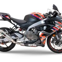 Egzoz ile uyumlu Aprilia RS 457 2024-2025, Powercone Evo, Yalnızca gürültü için onaylanan sistem, AB dışındaki pazarlar için geçerlidir Tam hat, susturucu artı toplayıcı 