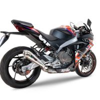Egzoz ile uyumlu Aprilia RS 457 2024-2025, Powercone Evo, Yalnızca gürültü için onaylanan sistem, AB dışındaki pazarlar için geçerlidir Tam hat, susturucu artı toplayıcı 
