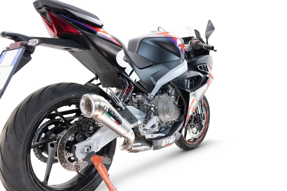 Egzoz ile uyumlu Aprilia RS 457 2024-2025, Powercone Evo, Yalnızca gürültü için onaylanan sistem, AB dışındaki pazarlar için geçerlidir Tam hat, susturucu artı toplayıcı 