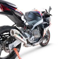 Egzoz ile uyumlu Aprilia RS 457 2024-2025, Powercone Evo, Yalnızca gürültü için onaylanan sistem, AB dışındaki pazarlar için geçerlidir Tam hat, susturucu artı toplayıcı 