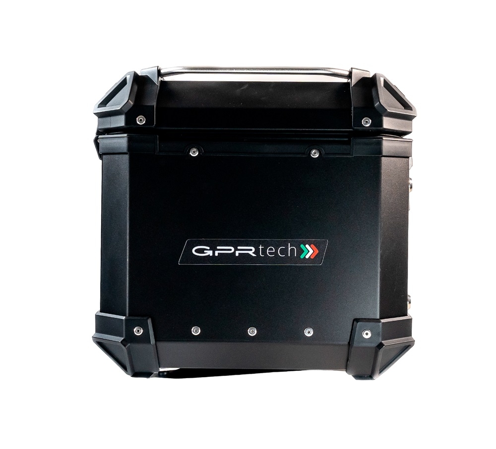 Top case GPR TECH compatible with  Benelli Trk 125 2019/2023 GPR TECH Top case in aluminum, black color with specific plate included Capacity 35 LT.