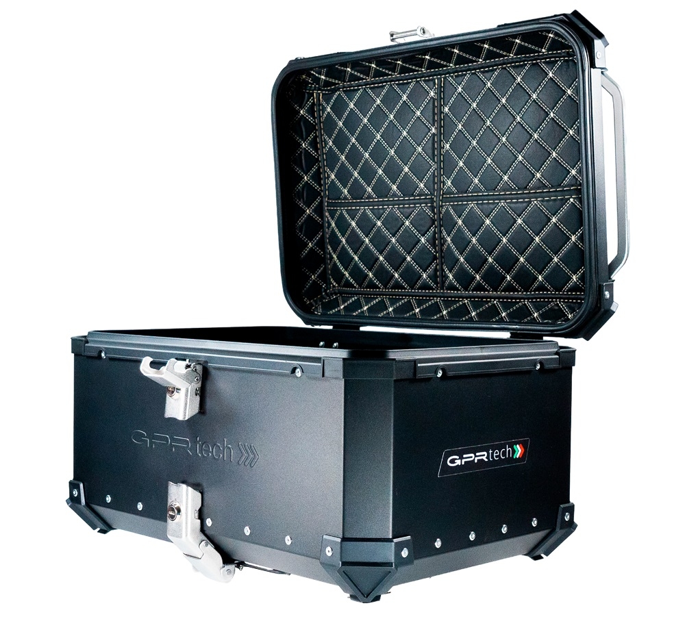 Top case GPR TECH compatible with  Benelli Trk 251 2019/2023 GPR TECH Top case in aluminum, black color with specific plate included Capacity 55 LT.