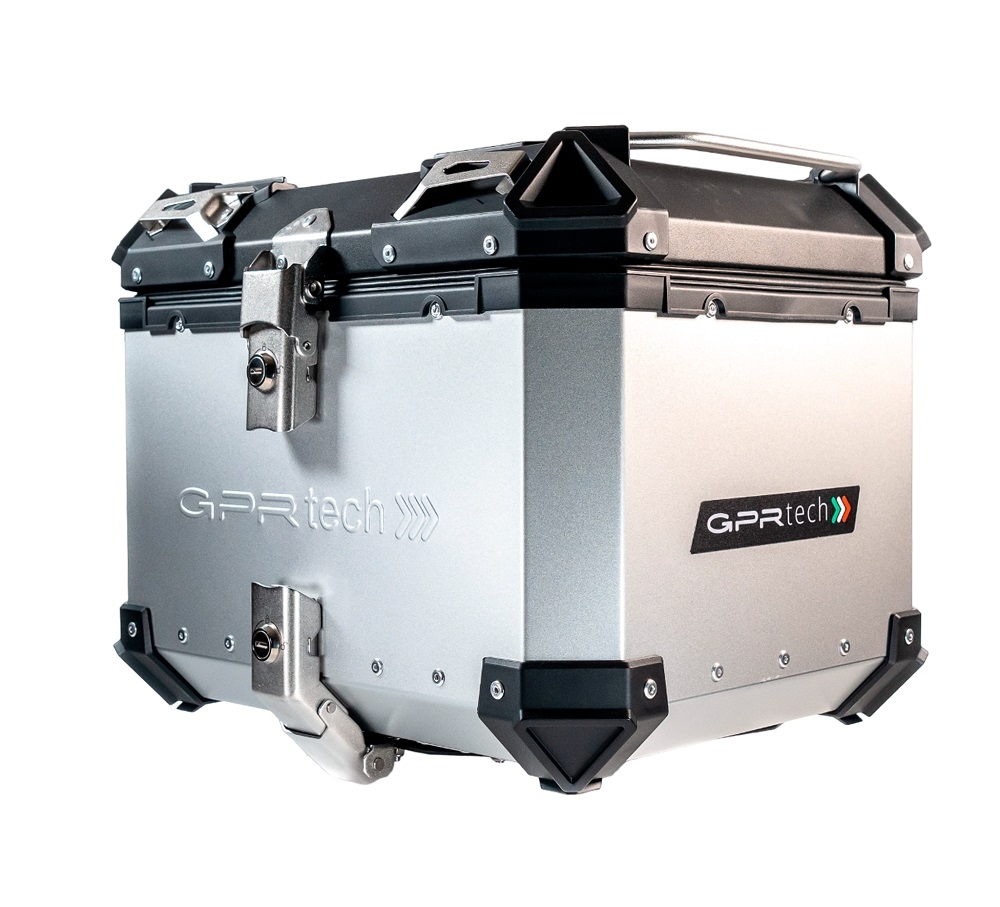 Top case GPR TECH compatible with  Benelli Trk 125 2019/2023 GPR TECH Top case in aluminum, silver color with specific plate included Capacity 35 LT.