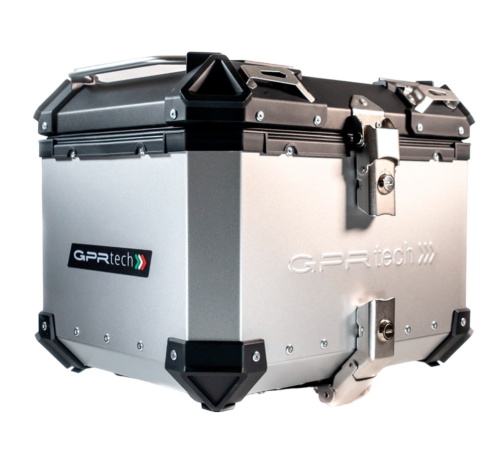 Top case GPR TECH compatible with  Benelli Trk 125 2019/2023 GPR TECH Top case in aluminum, silver color with specific plate included Capacity 35 LT.