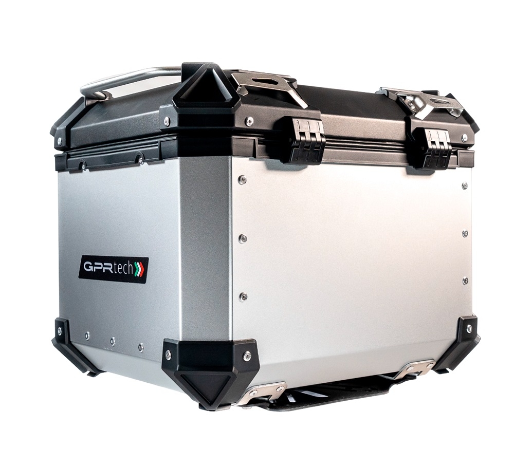 Top case GPR TECH compatible with  Benelli Trk 125 2019/2023 GPR TECH Top case in aluminum, silver color with specific plate included Capacity 35 LT.