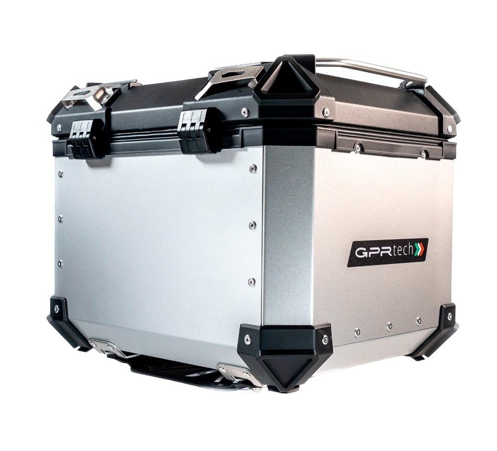 Top case GPR TECH compatible with  Benelli Trk 125 2019/2023 GPR TECH Top case in aluminum, silver color with specific plate included Capacity 35 LT.