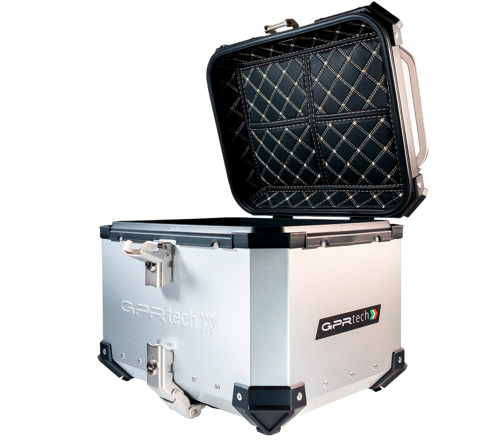 Top case GPR TECH compatible with  Benelli Trk 125 2019/2023 GPR TECH Top case in aluminum, silver color with specific plate included Capacity 35 LT.